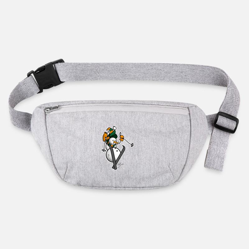 Snowman on skis - Stanley/Stella recycled Hip Bag - heather grey