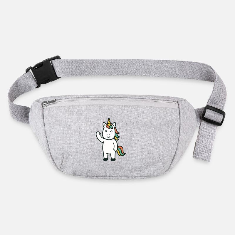 Niedliches Winkendes Einhorn mit buntem Mähnen-Maskottchen Stanley/Stella recycelte Gürteltasche