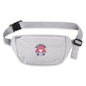 Keep watching, crazy, anime, pink hair, black text - Stanley/Stella recycelte Gürteltasche - Grau meliert - Vorne