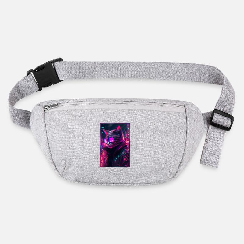 Techno Cat Japan Neon City Art Stanley/Stella recycled Hip Bag 