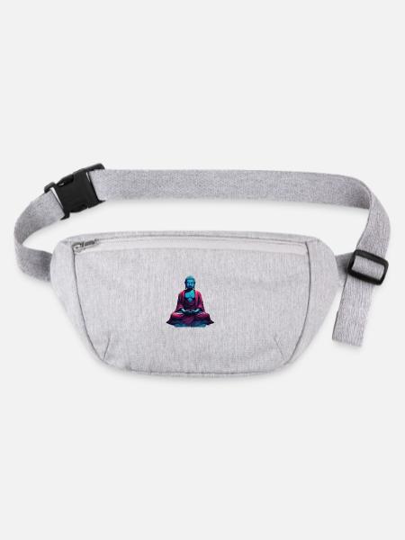 Bouddha bleu dans la méditation contemplation dualité - Sac banane recyclé Stanley/Stella - gris chiné - Devant