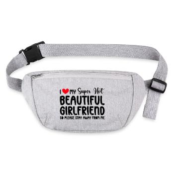 I Love My Girlfriend Couples Boyfriend Gift Idea - Stanley/Stella recycled Hip Bag  - heather grey - Front