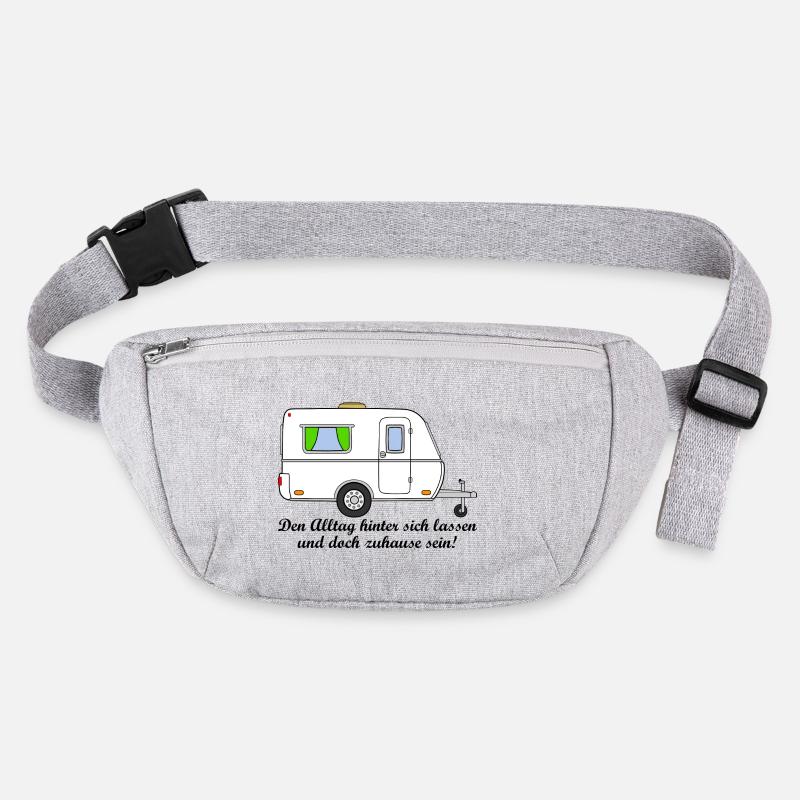 Wohnwagen / Caravan mit Spruch "Alltag" - Stanley/Stella recycelte Gürteltasche - Grau meliert
