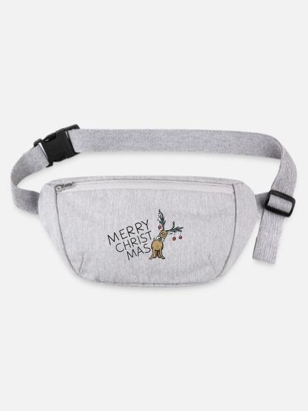 Merry Christmas Reindeer - Stanley/Stella recycelte Gürteltasche - Grau meliert - Vorne