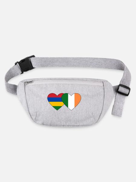 Mauritius Ireland Flag Heart - Stanley/Stella recycled Hip Bag  - heather grey - Front