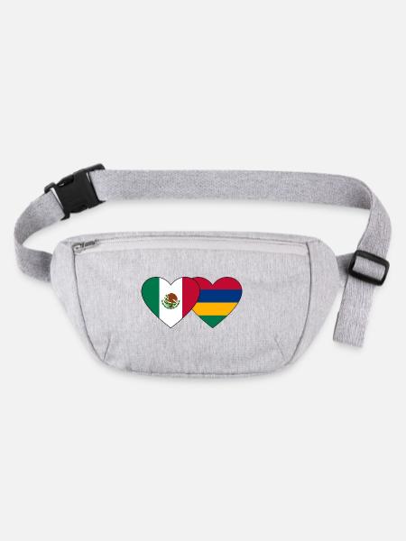 Mexico Mauritius Flag Heart - Stanley/Stella recycled Hip Bag  - heather grey - Front