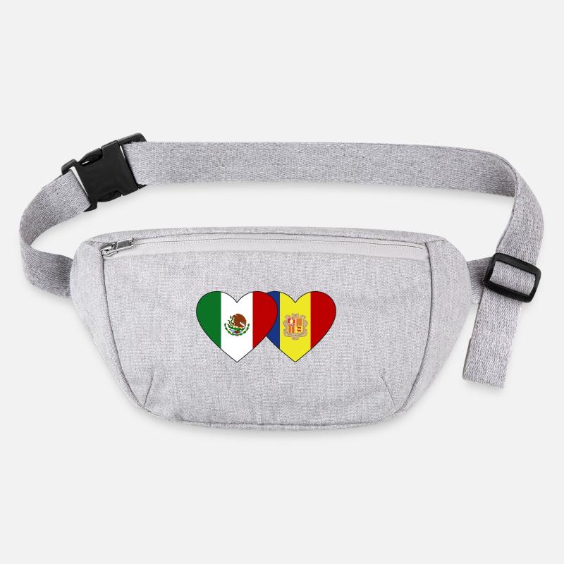 Mexique Andorre Flag Heart Sac banane recyclé Stanley/Stella