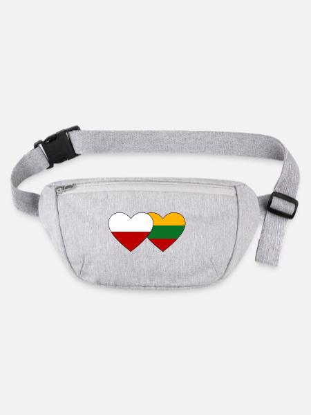 Poland Lithuania Flag Heart - Stanley/Stella recycled Hip Bag  - heather grey - Front