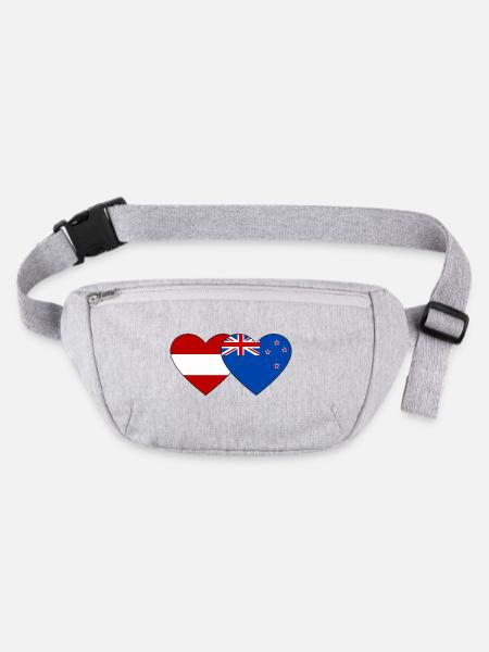 Autriche Nouvelle-Zélande Flag Heart - Sac banane recyclé Stanley/Stella - gris chiné - Devant