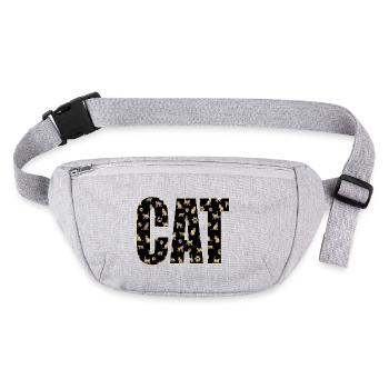 Chat - Cat . Texte Chat (chat) et motif de chats - Sac banane recyclé Stanley/Stella - gris chiné - Devant