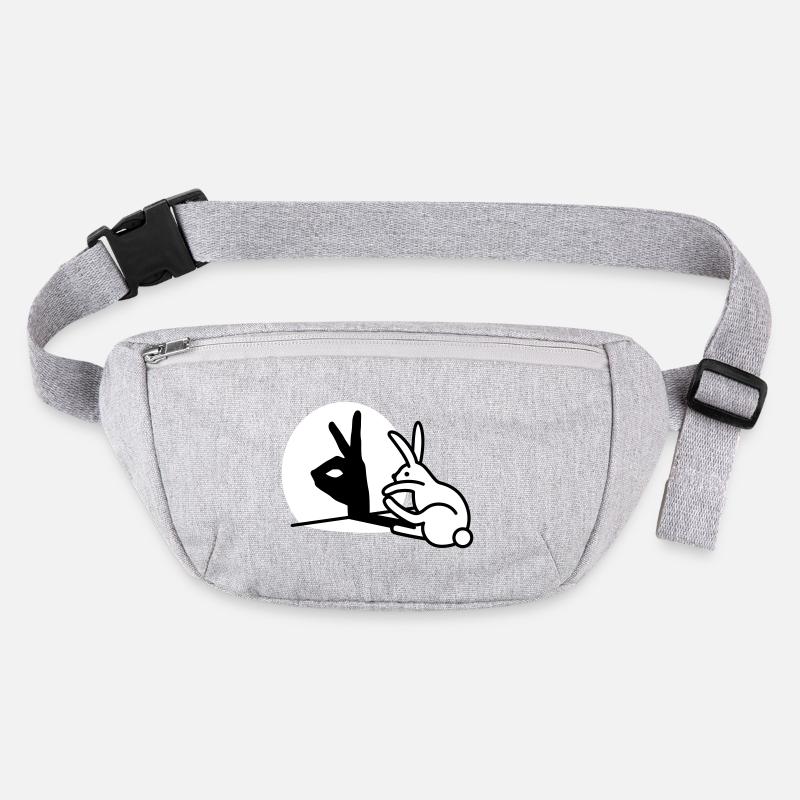 Funny Rabbit hand shadow puppets humor pop art Stanley/Stella recycled Hip Bag 