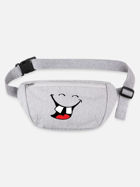 Big smile. Happy, smiling mouth, lips face. - Stanley/Stella recycled Hip Bag  - heather grey - Front