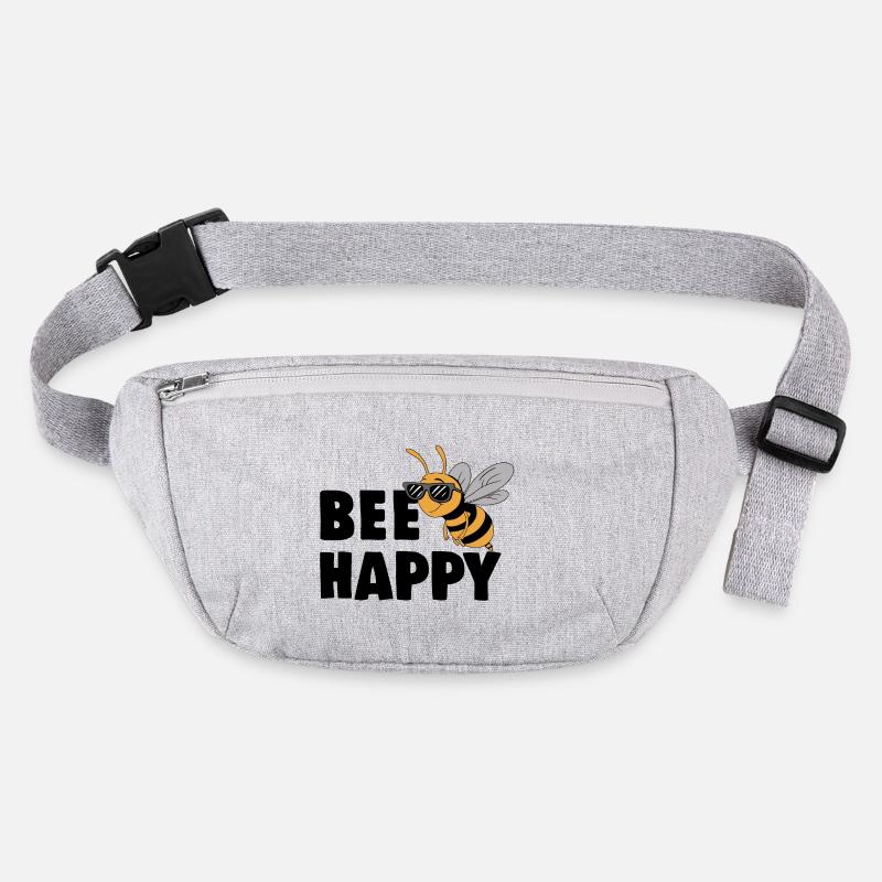 Funny bee with saying Bee Happy Stanley/Stella recycled Hip Bag 