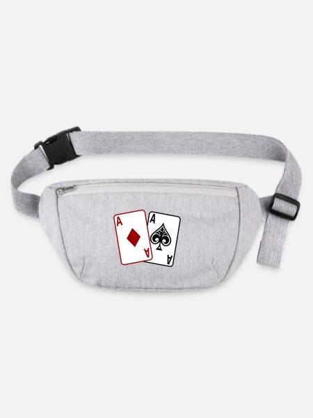Cartes de poker – Texas Hold’em Casino Design - Sac banane recyclé Stanley/Stella - gris chiné - Devant