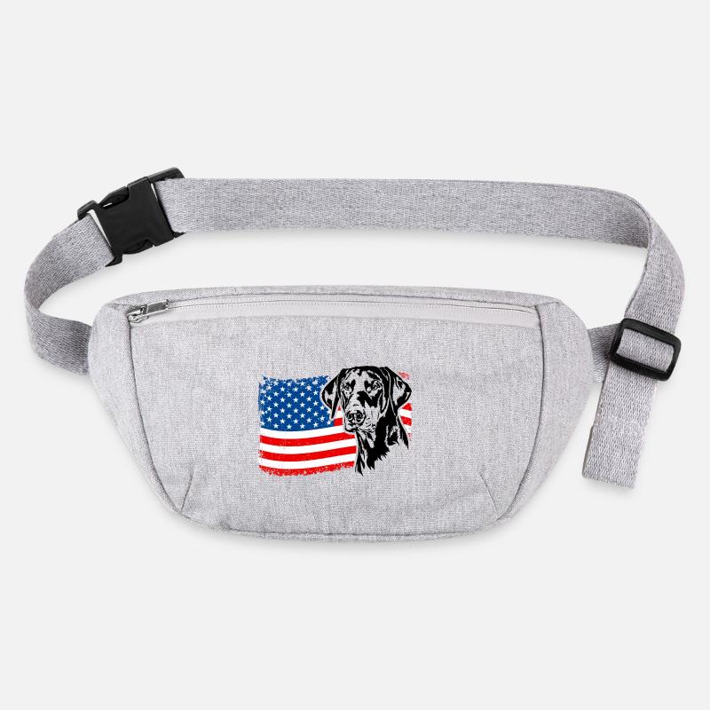 Dobermann Amerika Fahne Hunde Dobie Wilsigns Stanley/Stella recycelte Gürteltasche