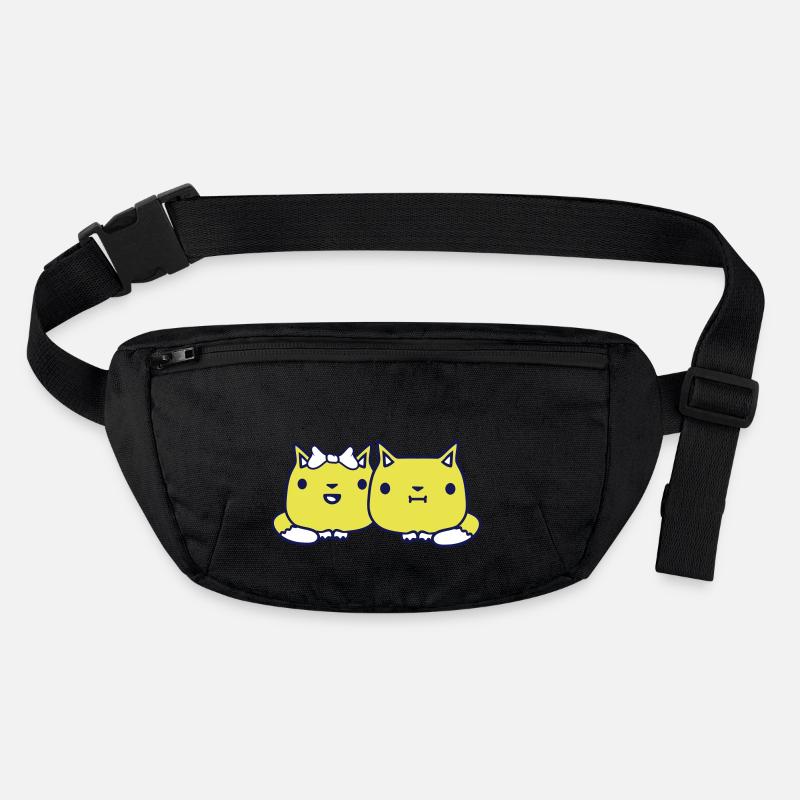 Deux chats couple 2 couple romantique amoureux Sac banane recyclé Stanley/Stella