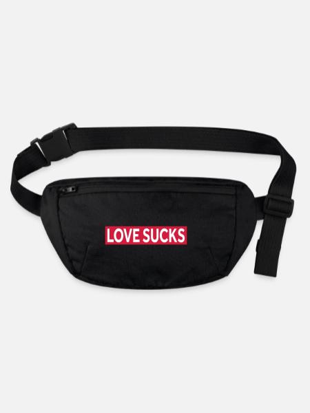 LOVE SUCKS - Stanley/Stella recycled Hip Bag  - black - Front