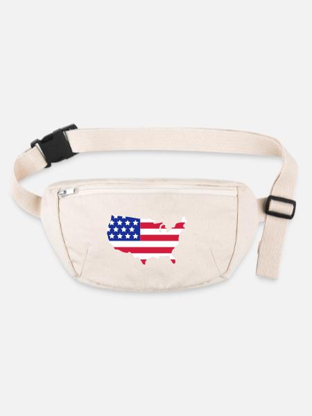 Stars and Stripes of USA, United States of America - Sac banane recyclé Stanley/Stella - blanc naturel - Devant
