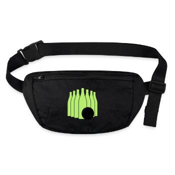 Beer bowling with bowling ball. bichrome. - Stanley/Stella recycled Hip Bag  - black - Front