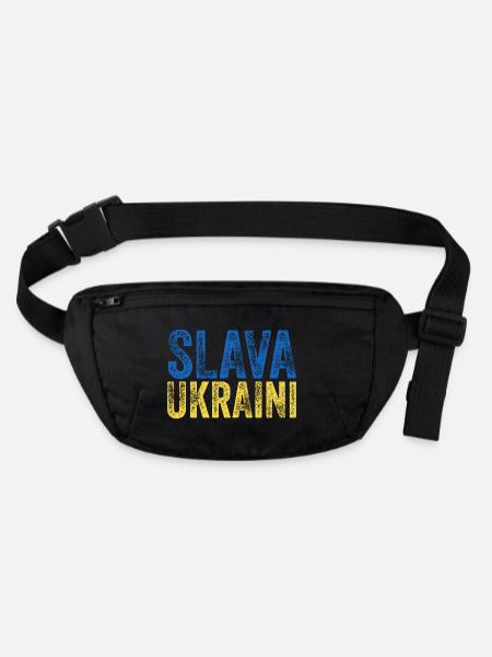 Slava Ukraini - Sac banane recyclé Stanley/Stella - noir - Devant