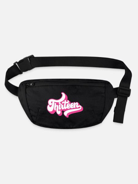 13th Birthday Gift, Hello Thirteen, 13 Years Old - Stanley/Stella recycled Hip Bag  - black - Front