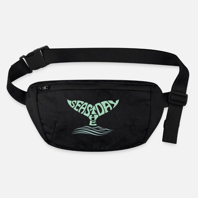 Seas the Day Whale Tail and Ocean Waves  Stanley/Stella recycled Hip Bag 