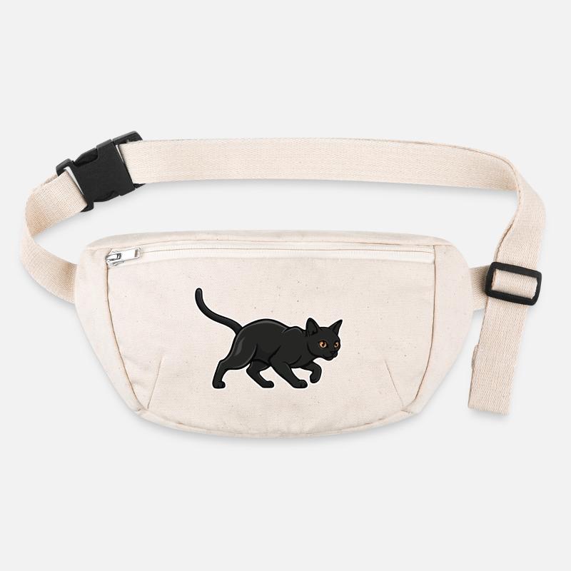 Chat Noir Silhouette Panther Chasseur Vintage Sac banane recyclé Stanley/Stella
