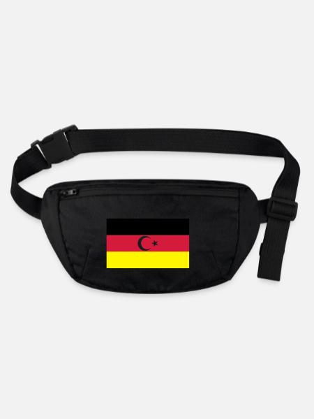 German Turkish flag - Stanley/Stella recycled Hip Bag  - black - Front