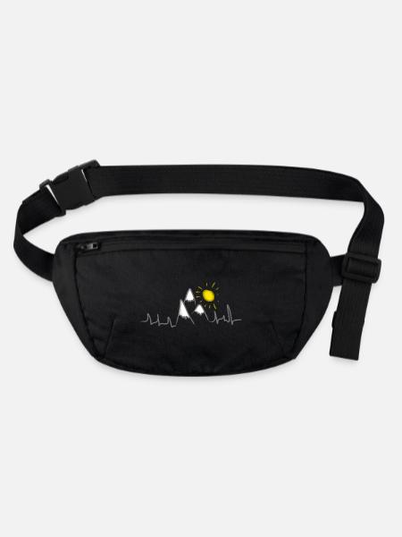 Berge Gipfel Alpen Herzschlag Sonne - Stanley/Stella recycelte Gürteltasche - Schwarz - Vorne