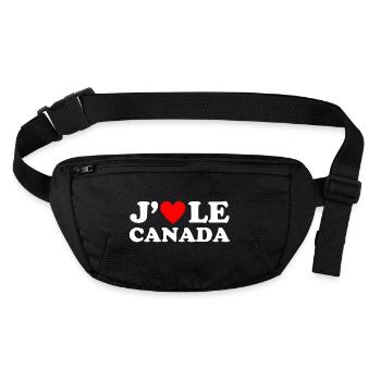 J'aime le Canada cadeau coeur rouge canadien - Sac banane recyclé Stanley/Stella - noir - Devant