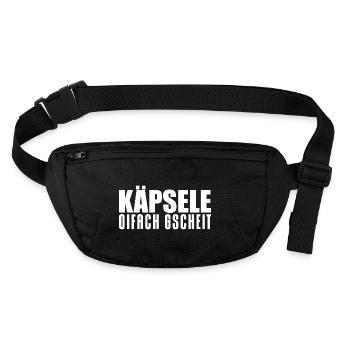 Käpsele Oifach Gscheit - Stanley/Stella recycelte Gürteltasche - Schwarz - Vorne
