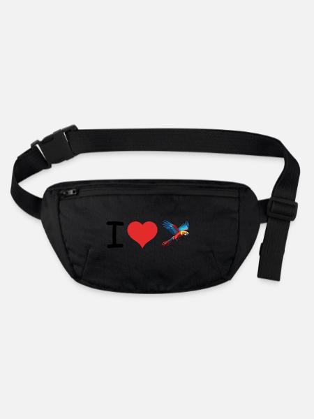 I love Parrots Quote - Pet Design - Stanley/Stella recycled Hip Bag  - black - Front