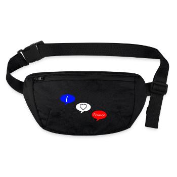 j'aime la France bleu blanc rouge - Sac banane recyclé Stanley/Stella - noir - Devant