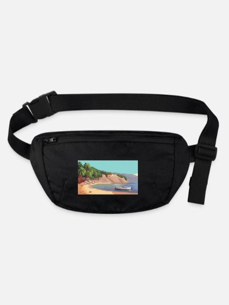 Zlatni Rat, Croatia - Pixel Art - Stanley/Stella recycled Hip Bag  - black - Front