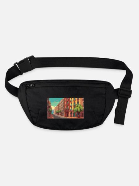 Barcelona, Spain - Pixel Art - Stanley/Stella recycled Hip Bag  - black - Front