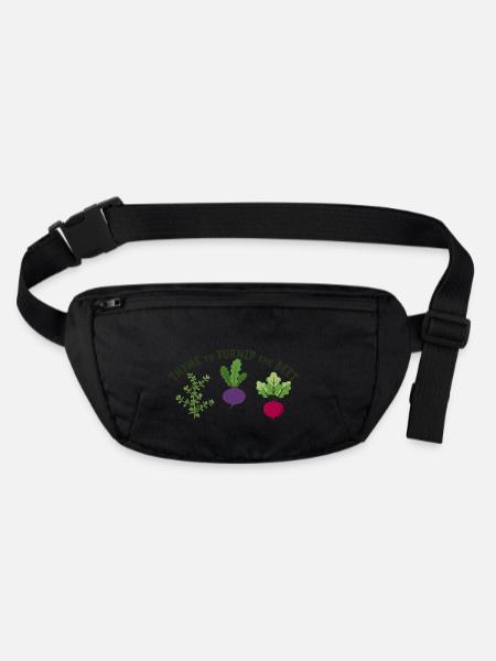 Thyme To Turnip The Beet Lustiges Gemüse Motiv - Stanley/Stella recycelte Gürteltasche - Schwarz - Vorne