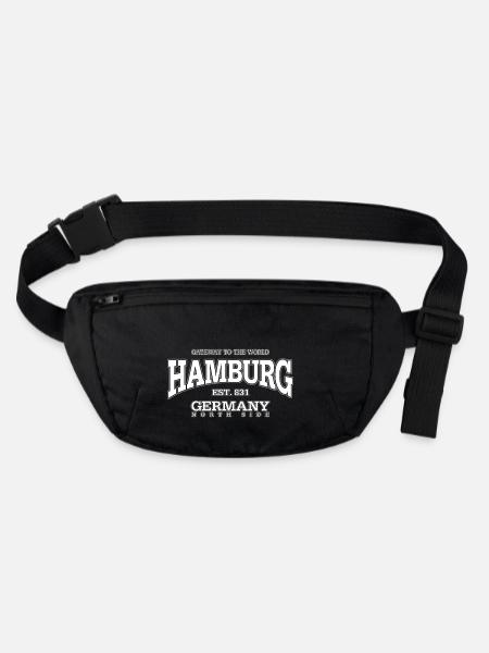 Hamburg (white) - Stanley/Stella recycled Hip Bag  - black - Front