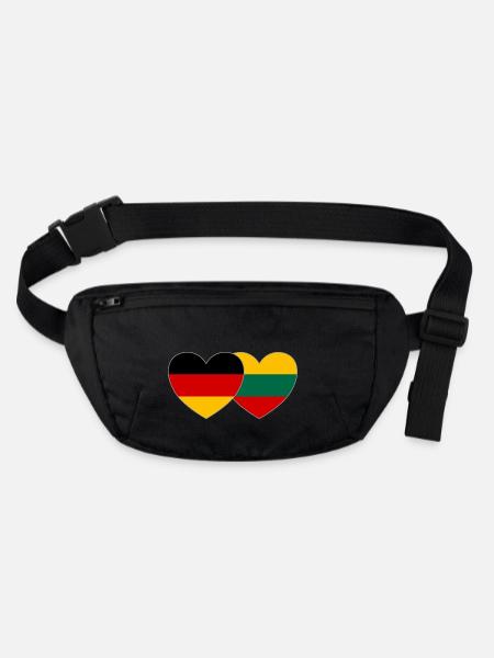 Germany Lithuania Flag Heart - Stanley/Stella recycled Hip Bag  - black - Front