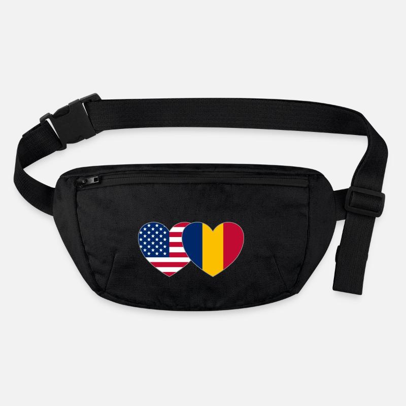 Amérique Roumanie Flag Heart Sac banane recyclé Stanley/Stella