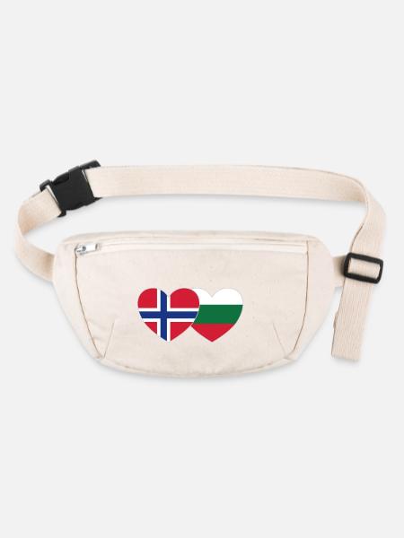 Norvège Bulgarie Drapeau Cœur - Sac banane recyclé Stanley/Stella - blanc naturel - Devant