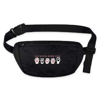 Cat Lover High five - Stanley/Stella recycled Hip Bag  - black - Front