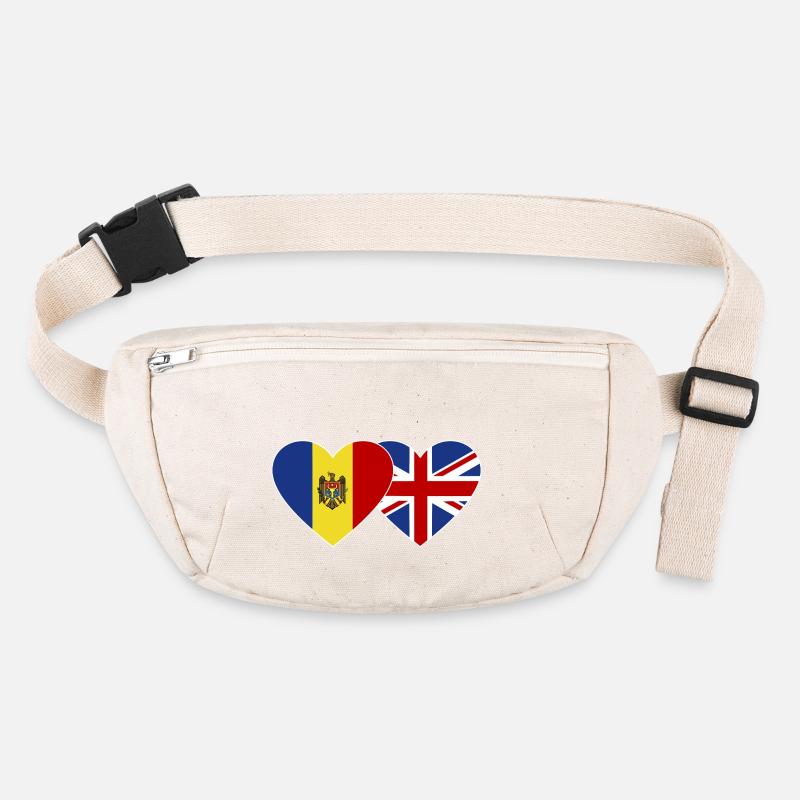 Moldavie Angleterre Drapeau Coeur Sac banane recyclé Stanley/Stella