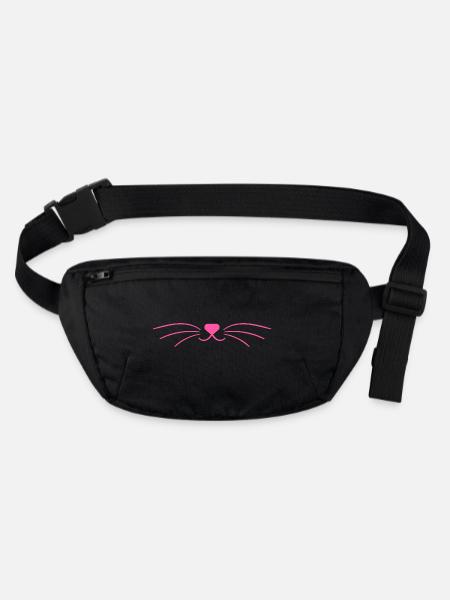 Süße rosa Katze Gesicht Maske - Stanley/Stella recycelte Gürteltasche - Schwarz - Vorne