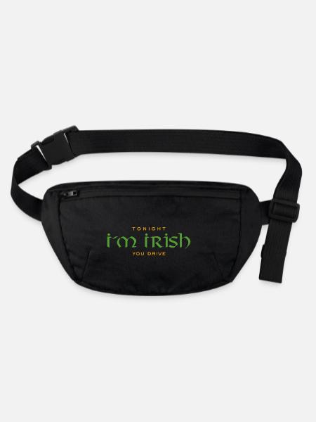 Irish Funny Saying - Tonight I m Irish - Stanley/Stella recycled Hip Bag  - black - Front
