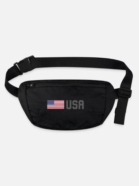 ÉQUIPE États-Unis Drapeau américain devant la police de caractères - Sac banane recyclé Stanley/Stella - noir - Devant