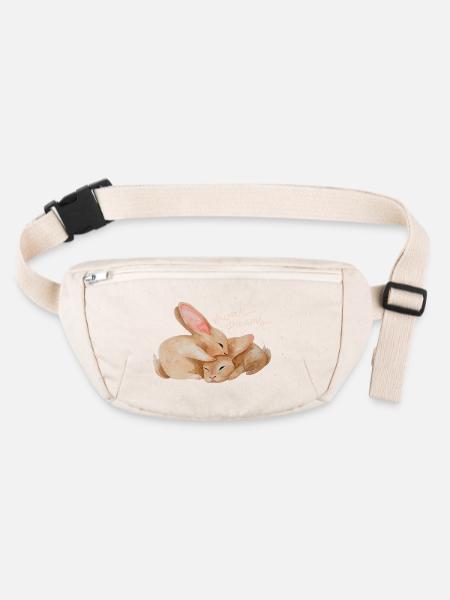 Cuddly bunnies - Stanley/Stella recycled Hip Bag  - natural - Front