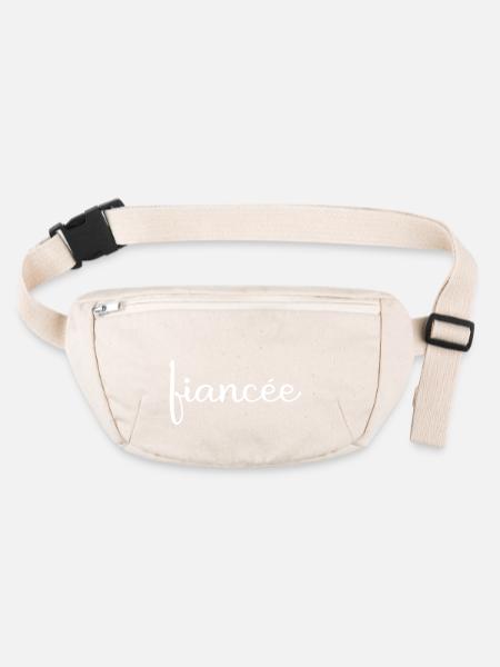 Verlobte Matching Verlobung Hochzeit Flitterwochen - Stanley/Stella recycelte Gürteltasche - Naturweiß - Vorne