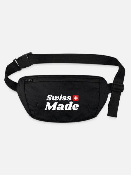 Swiss Made White - Stanley/Stella recycelte Gürteltasche - Schwarz - Vorne