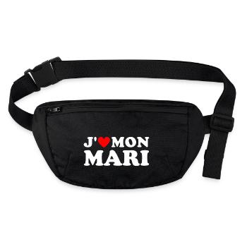 J' aime mon mari cadeau femme mariée coeur rouge - Sac banane recyclé Stanley/Stella - noir - Devant