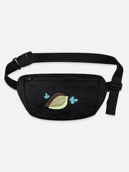 Blatt mit Blüte - Stanley/Stella recycelte Gürteltasche - Schwarz - Vorne